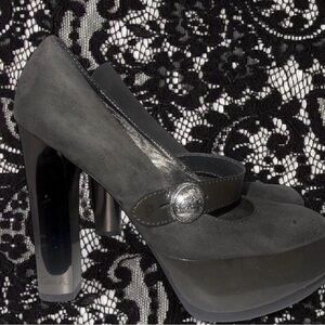 Coach Black Suede Platform Heels